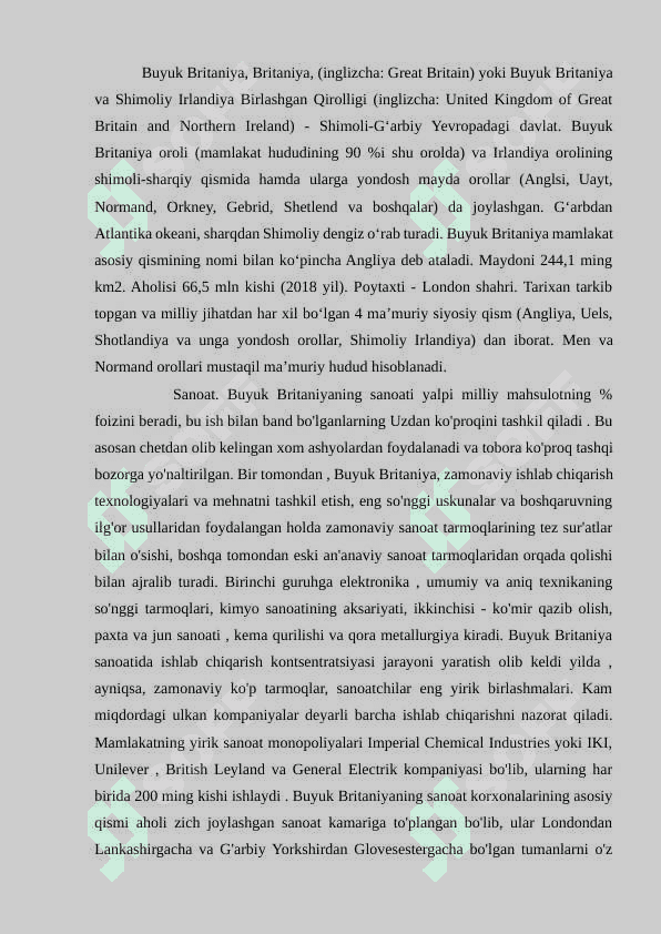 Buyuk Britaniya iqtisodiy geografik tavsifi - Буюк Британия иқтисодий географик тавсифи 4