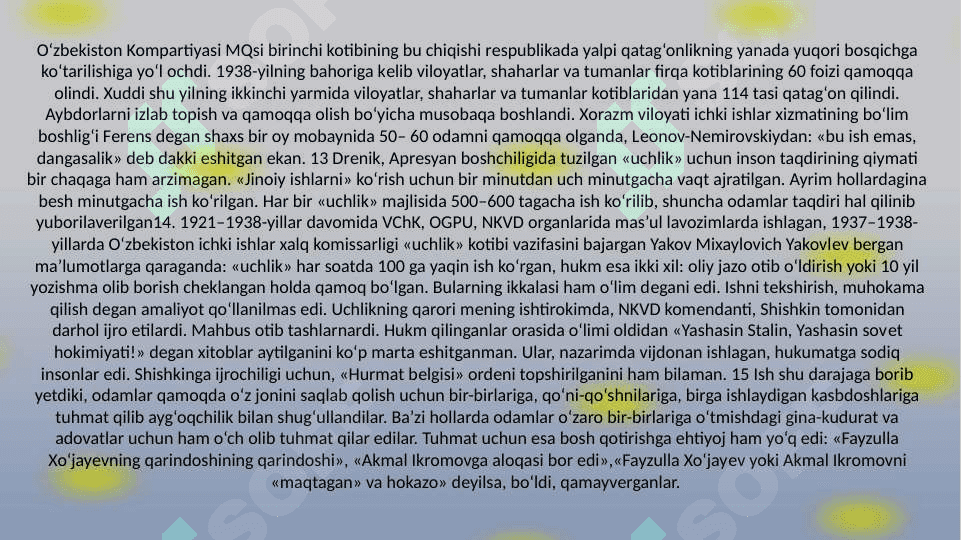 Mustabid tuzimining qatag'on siyosati 6