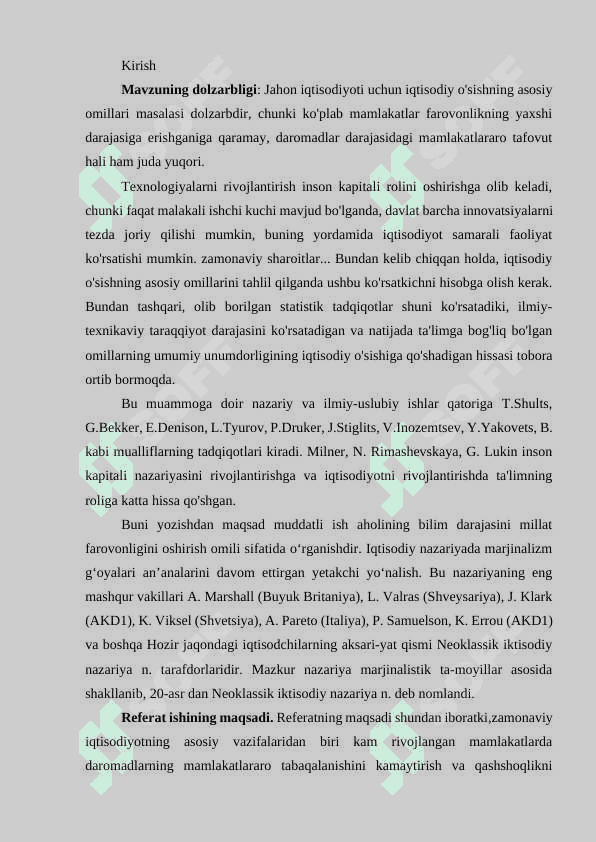 Iqtisodiy o‘sishning neoklassik modellari 2