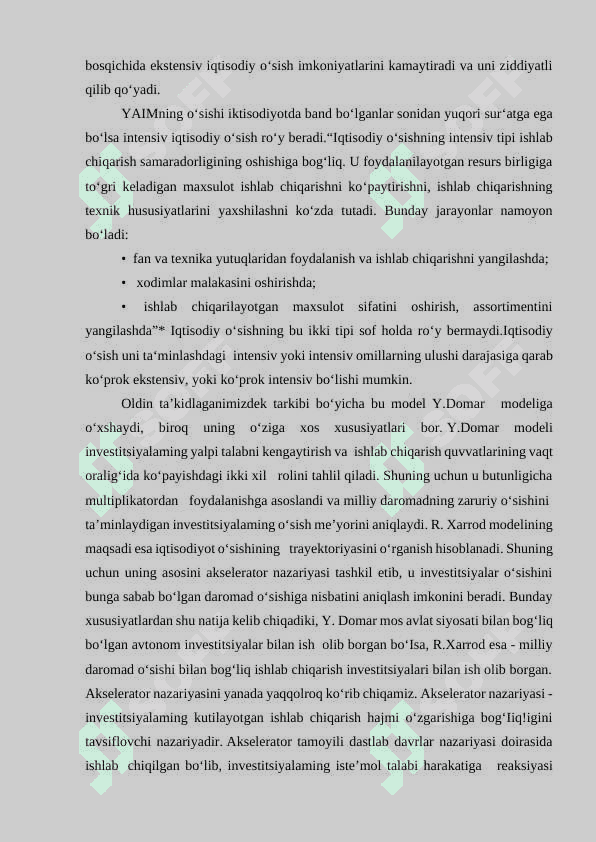 Iqtisodiy o‘sishning neoklassik modellari 6