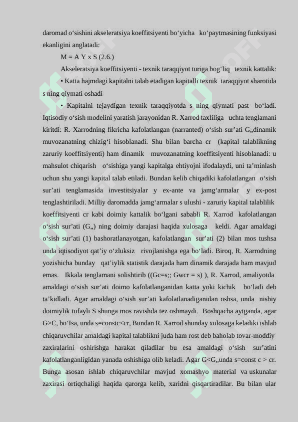 Iqtisodiy o‘sishning neoklassik modellari 8