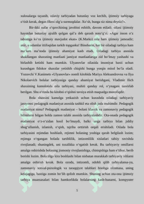 BOSHLANG'ICH SINF O'QUVCHILARNI TARBIYALASHDA TEJAMKORLIKDAN FOYDALANISH USULLARI 5