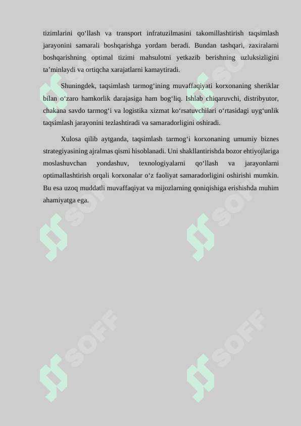 KORXONANING TAQSIMLASH TARMOG’INI SHAKLLANTIRISH KURS ISHI 5