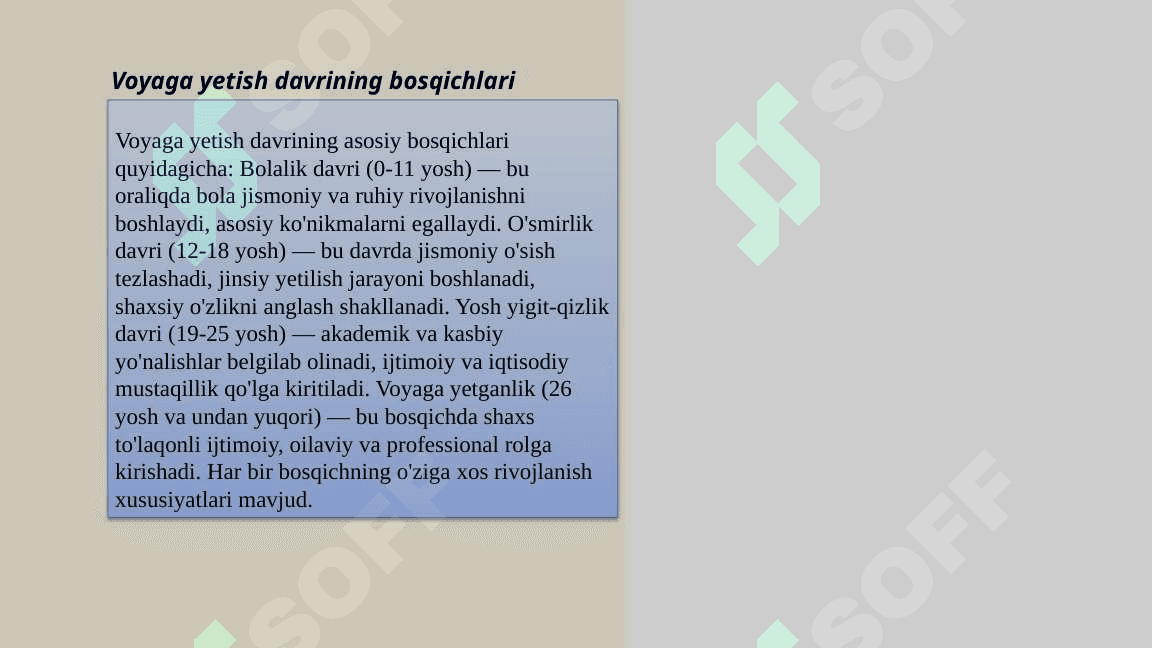 Yosh  davrlarining tabaqalanish   nazariyalari 7