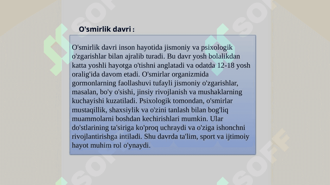 Yosh  davrlarining tabaqalanish   nazariyalari 8