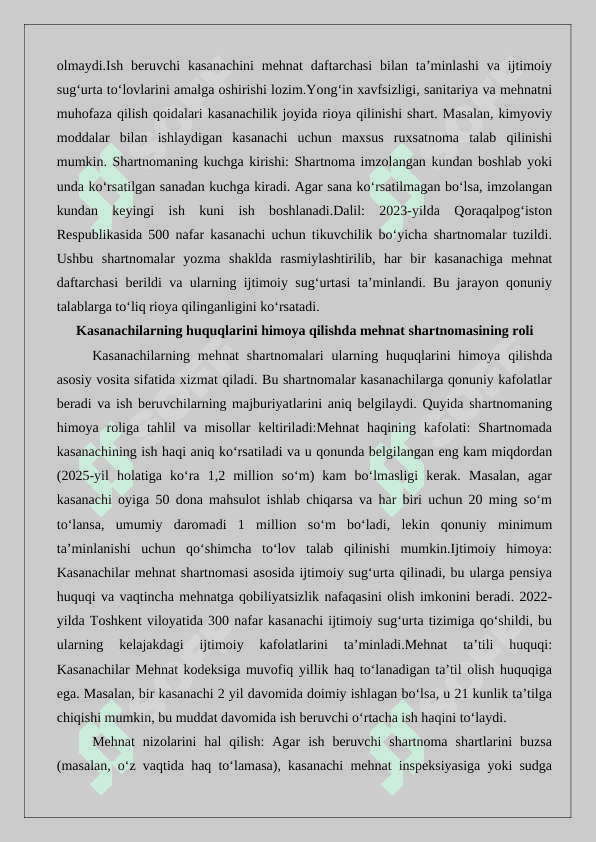 Kasanachilarning mehnatini huquqiy jihatdan tartibga solishning o‘ziga xos xususiyatlari 25 8