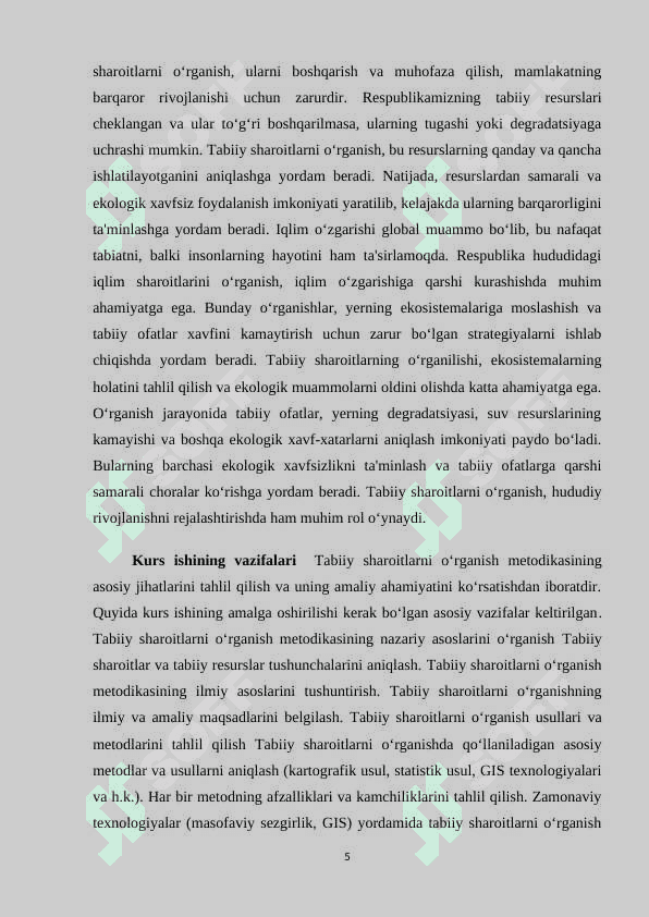 Respublikamizning tabiiy sharoitini o'rganish metodikasi 5