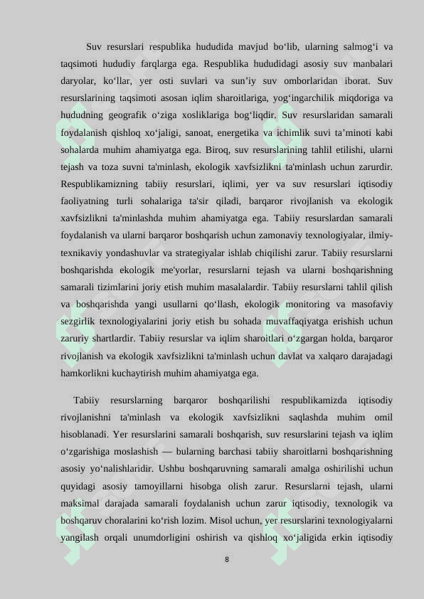Respublikamizning tabiiy sharoitini o'rganish metodikasi 8