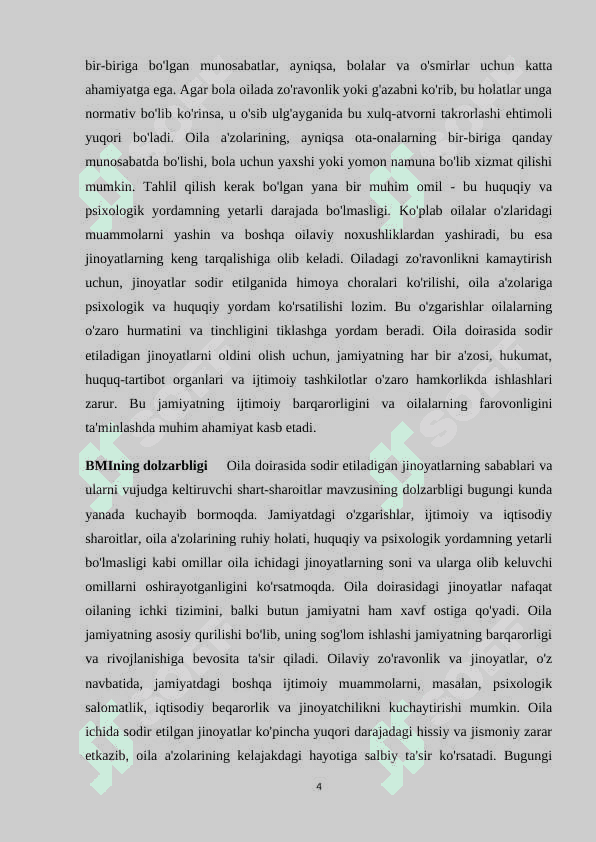 Oila doirasida sodir etiladigan jinoyatlarning sabablari va ularni vujudga keltiruvchi shart-sharoitlar 4