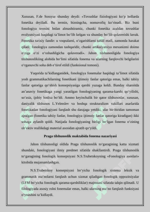 Praga lingvistik maktabi ta'limotida fonologiyaning o'rni 3