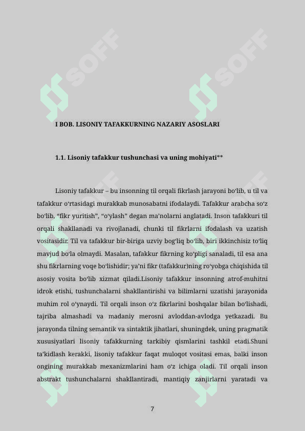 LISONIY TAFAKKUR VA TILSHUNOSLIKNING YANGI YO‘NALISHLARI 7