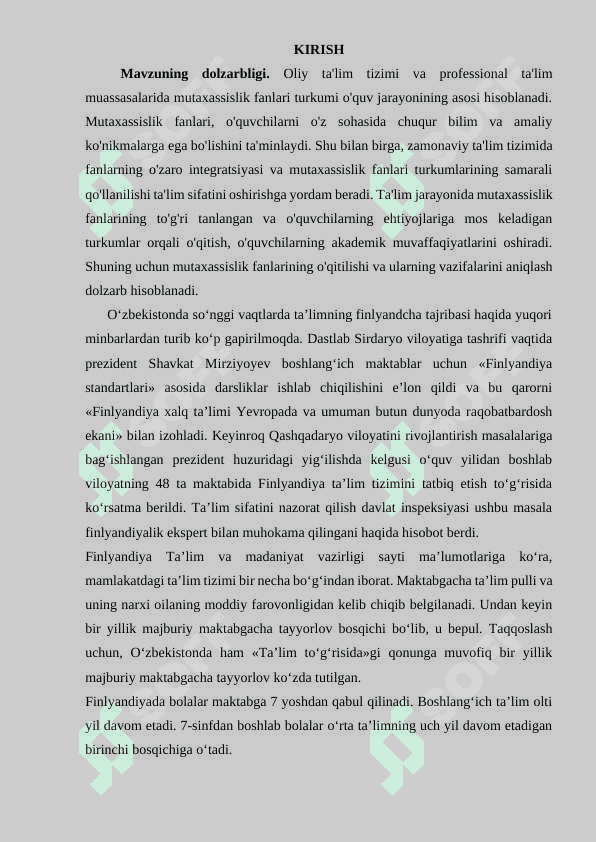 MUTAXASSISLIK FANLAR TURKUMI VA ULARNING VAZIFALARI 2