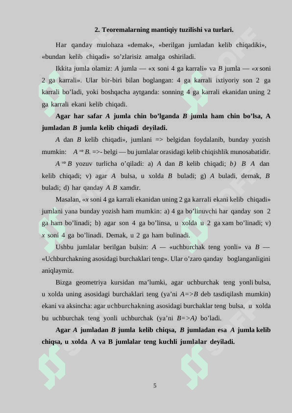 O’quvchilarni isbotlashga o’rgatish 5