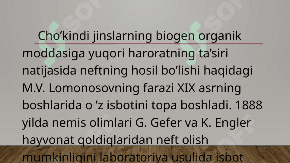 Uglevodorod hosil bo‘lishining organik nazariyasi. 6