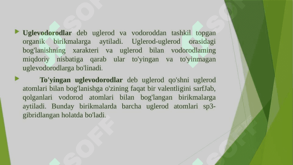 Uglevodorod hosil bo’lishining organik nazariyasi 2