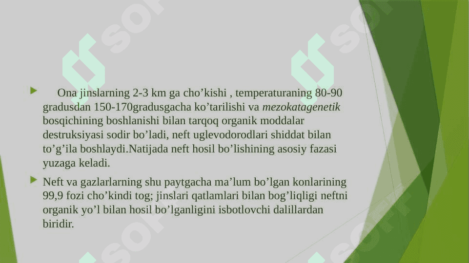 Uglevodorod hosil bo’lishining organik nazariyasi 3
