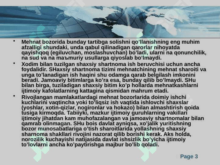 Xalqaro mehnat tashkiloti, uning ratifikatsiya etilgan konvensiyalari 3