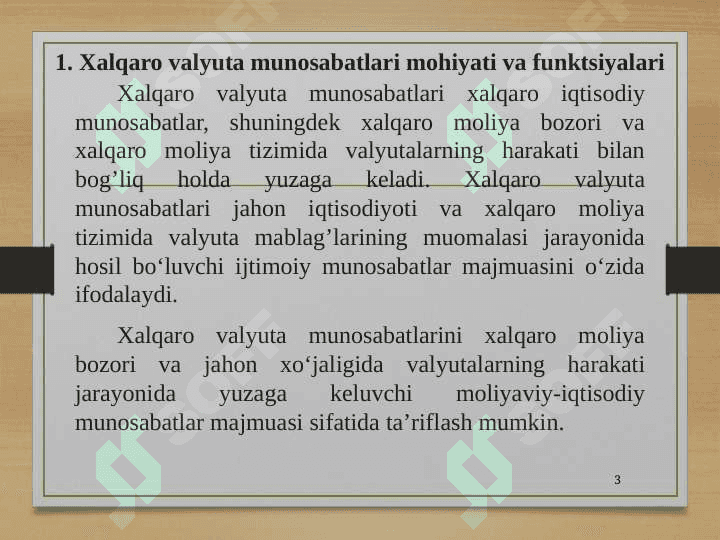 Xalqaro valyuta munosabatlari 3