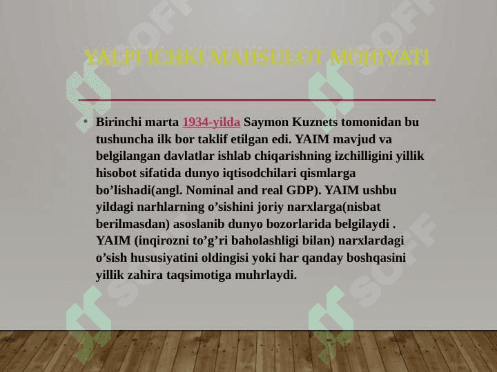 Yalpi ichki mahsulot statistikasi va uning xajmini hisoblash usullari 2