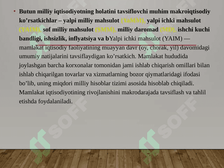 Yalpi ichki mahsulot statistikasi va uning xajmini hisoblash usullari 3