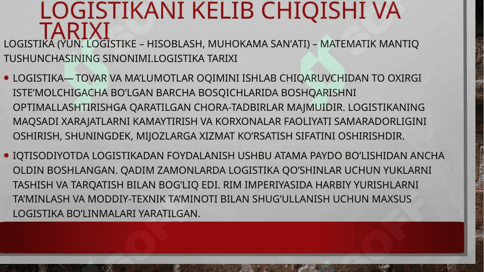 Yetkazib berish fanining vazifasi va maqsadi 2