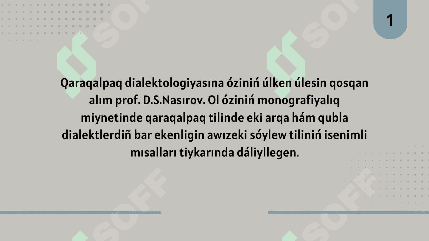 PROF. D.S.NASIROVTIŃ
KLASSIFIKACIYASI HÁM
ONDAĞI FONETIKALIQ
ÓZGESHELIKLER 2