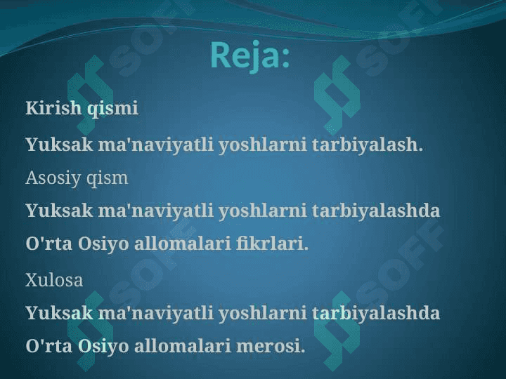 Yuksak ma'naviyatli yoshlarni tarbiyalashda O'rta Osiyo allomalari ilmiy me'rosining o'rni. 2