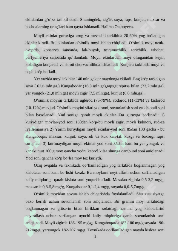 MOYLI EKINLAR VA UNI XALQ HO‘JALIGIDAGI AHAMIYATI 5