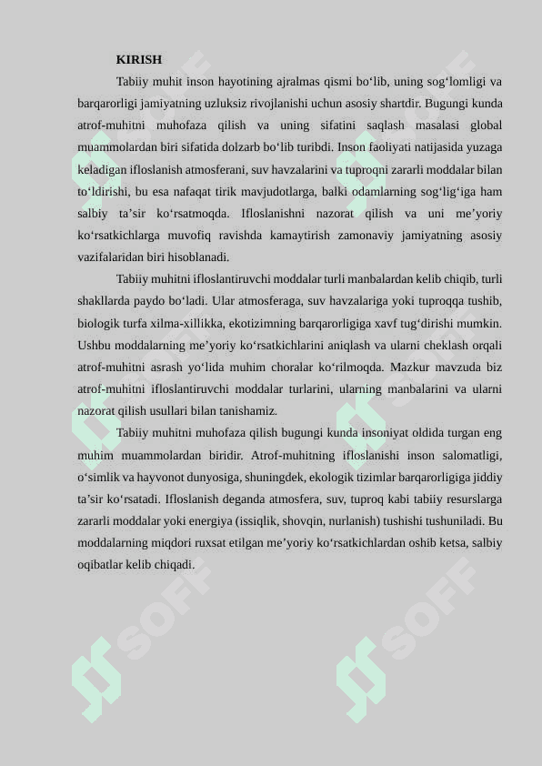 Tabiiy muhitni ifloslantiruvchi moddalarning meʼyoriy koʻrsatkichlari 2