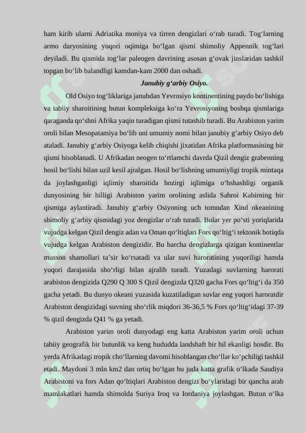 Yevrosiyo har bir tabiiy geografik o‘lkasining umumiy ta’rifi 7