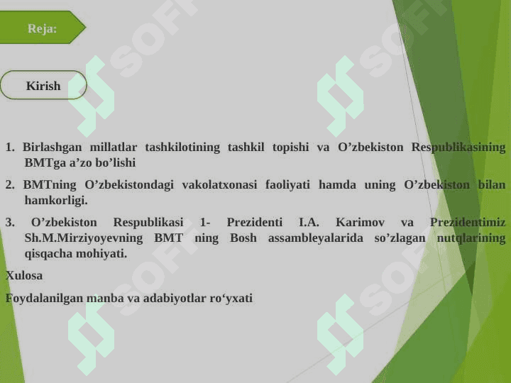 O'zbekiston Respublikasi va BMT hamkorlik munosabatlari 2