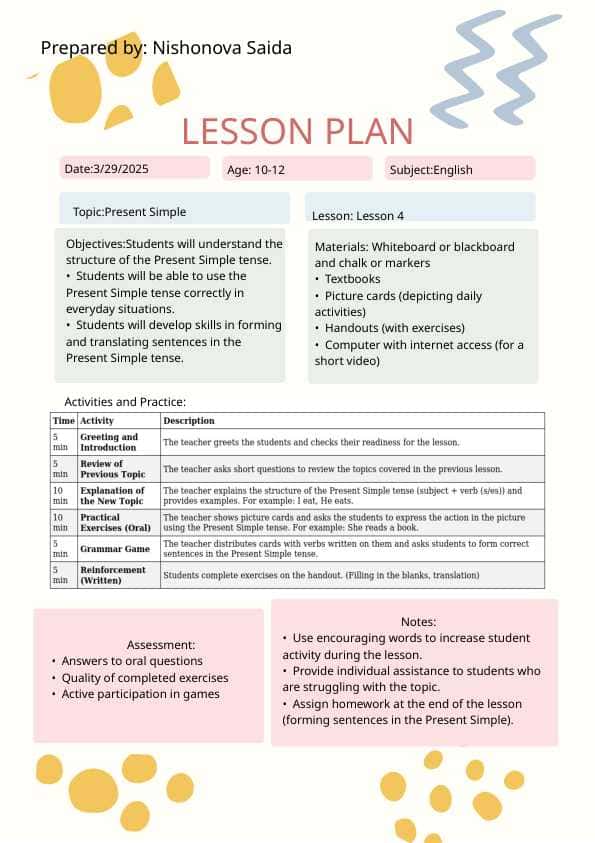 Lesson plan 1