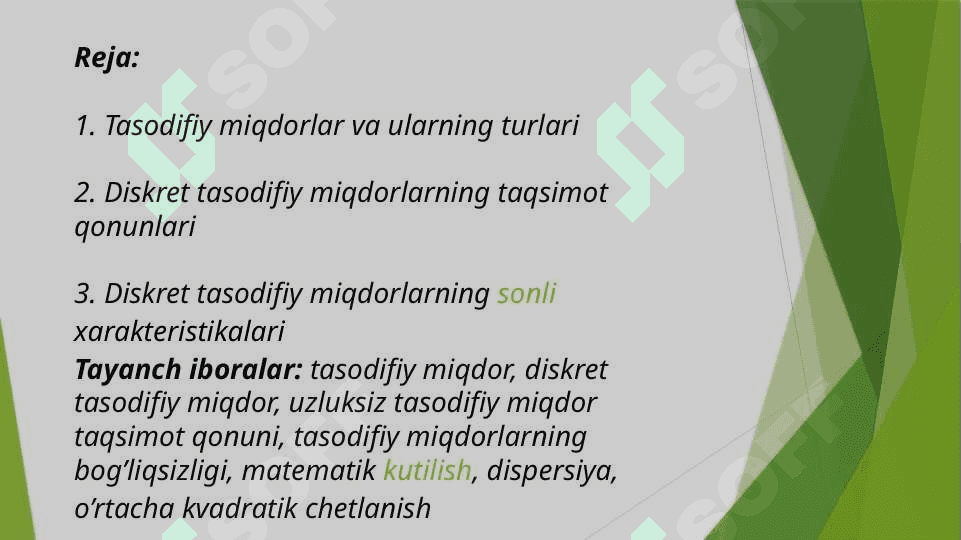 TASODIFIY MIQDORLAR 2