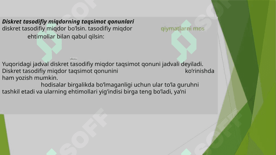 TASODIFIY MIQDORLAR 5