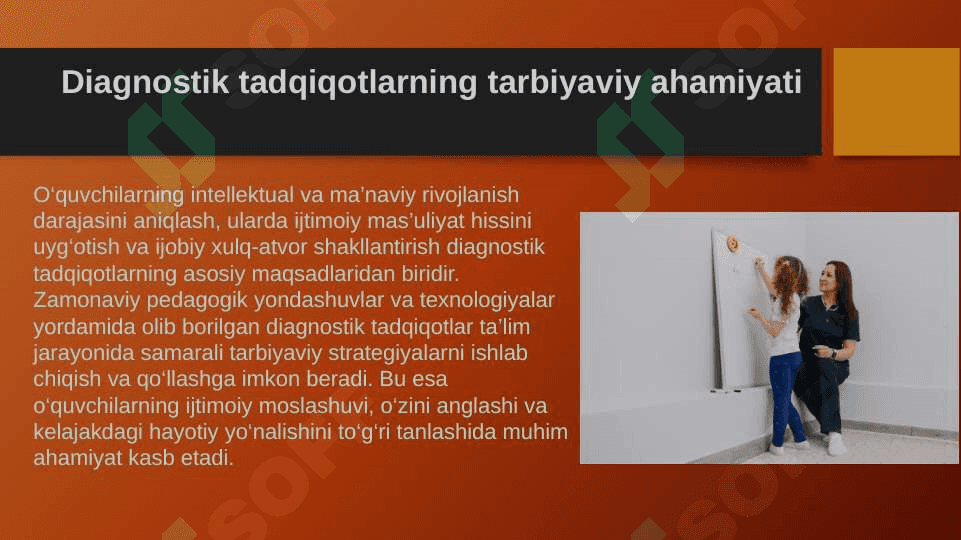 Diagnostik tadqiq etishning tarbiyaviy ta’sirlari va uzluksizlik yo‘nalishi 6