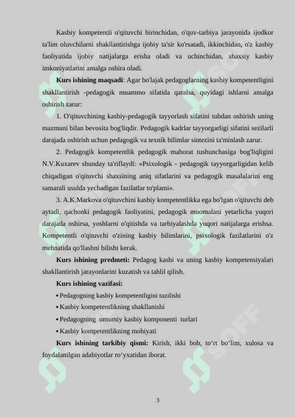 Pedagog kasbi va uning kasbiy kompetensiyalari 3