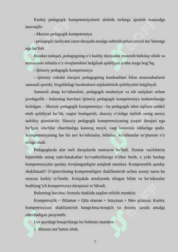 Pedagog kasbi va uning kasbiy kompetensiyalari 7