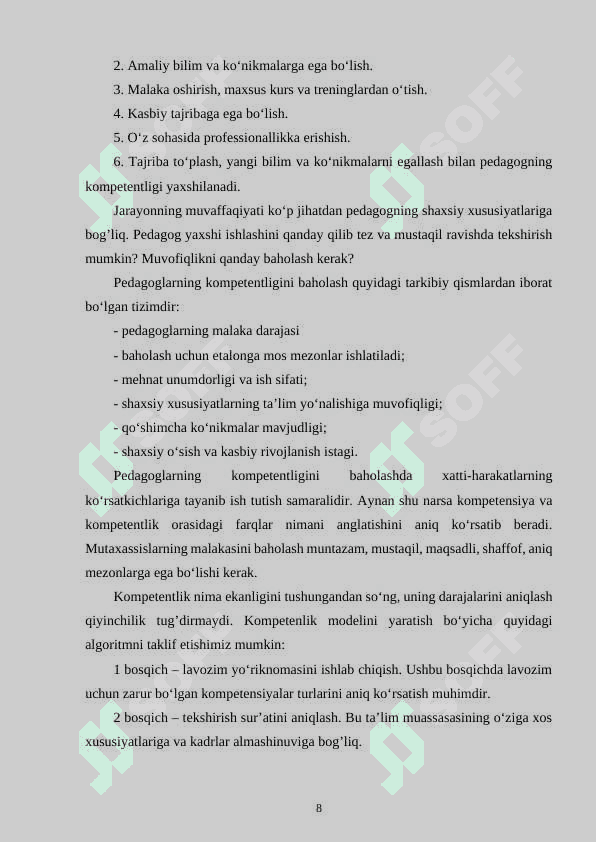 Pedagog kasbi va uning kasbiy kompetensiyalari 8