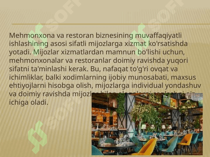 Mehmonxona va restoran menejmenti industriyasi biznesi 3