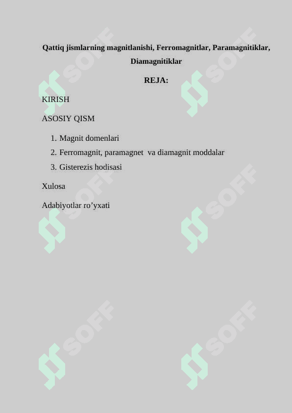 Qattiq jismlarning magnitlanishi 2