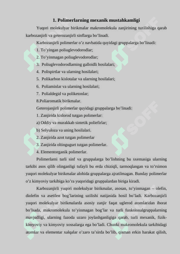 Polimerlarning mexanik mustahkamligi, sudraluvchanligi va uzoq muddatligi 4