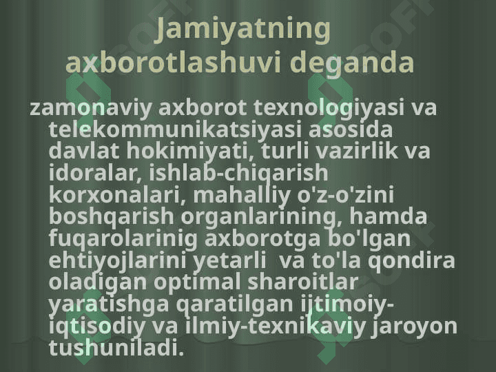 Jamiyatni axborotlashtirish. Zamonaviy axborot texnologiyalari. 2
