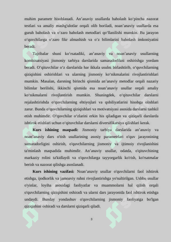 Jismoniy tarbiya darslarida an’anaviy va noan’anaviy dars о‘tish usulining asosiy parametrlari 3