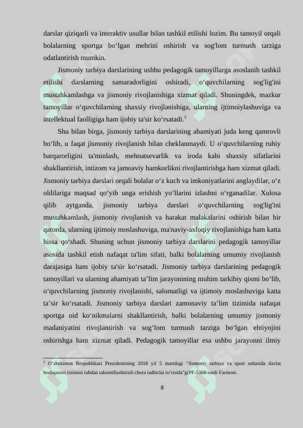 Jismoniy tarbiya darslarida an’anaviy va noan’anaviy dars о‘tish usulining asosiy parametrlari 8