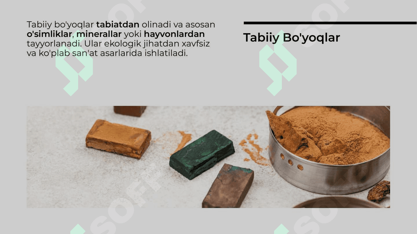 Tabiiy va suniy bo'yoqlar 3