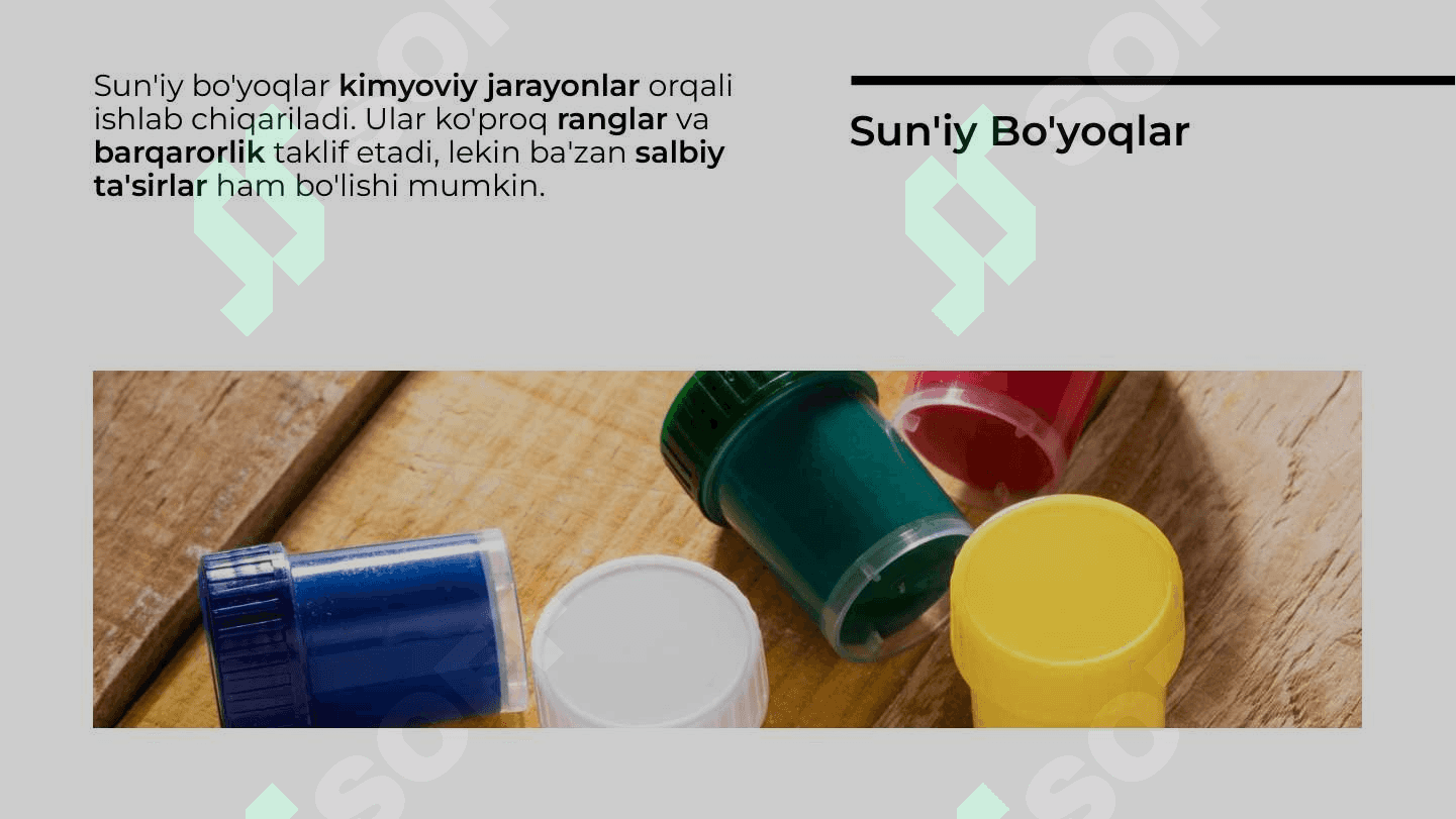 Tabiiy va suniy bo'yoqlar 4
