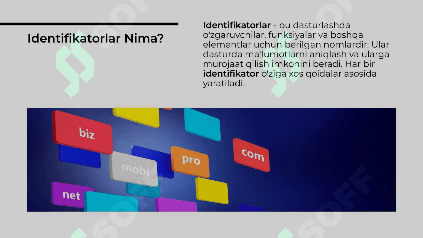 Identifikatorlar va kalit so‘zlar 3