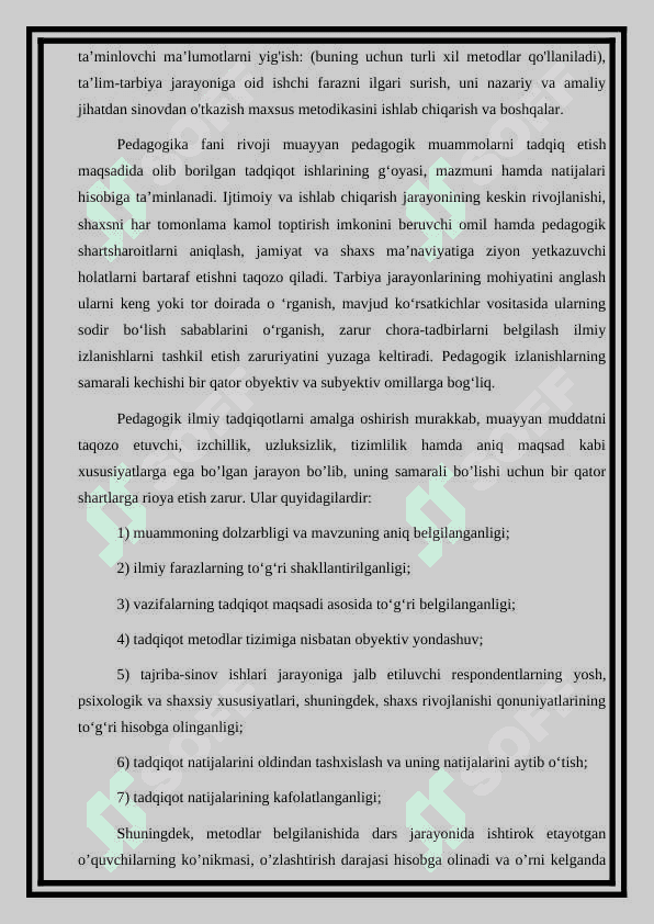 PEDAGOGIKA FAN SIFATIDA. PEDAGOGIKANING ILMIY-TADQIQOT METODLARI. 2