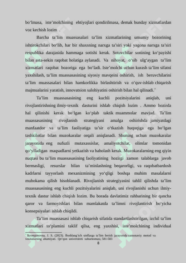 O‘quv jarayonida raqobatni rivojlantirish 8