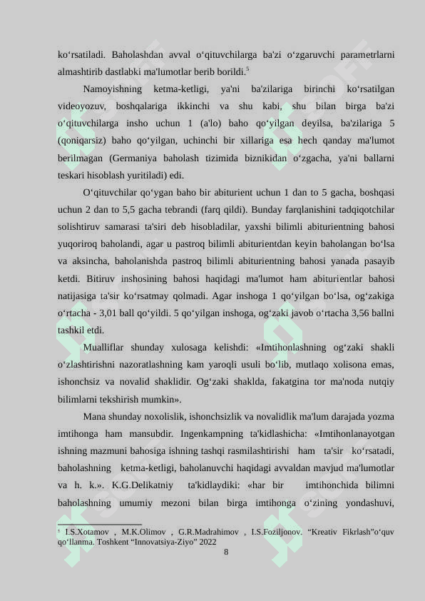 TA'LIM JARAYONIDA IJODIY FIKRLASHNI OSHIRISH 8